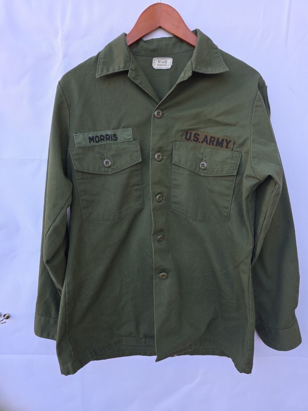 Vintage 1978 US Army OG-507 Utility Shirt 8th Infantry Division Morris 15.5x33